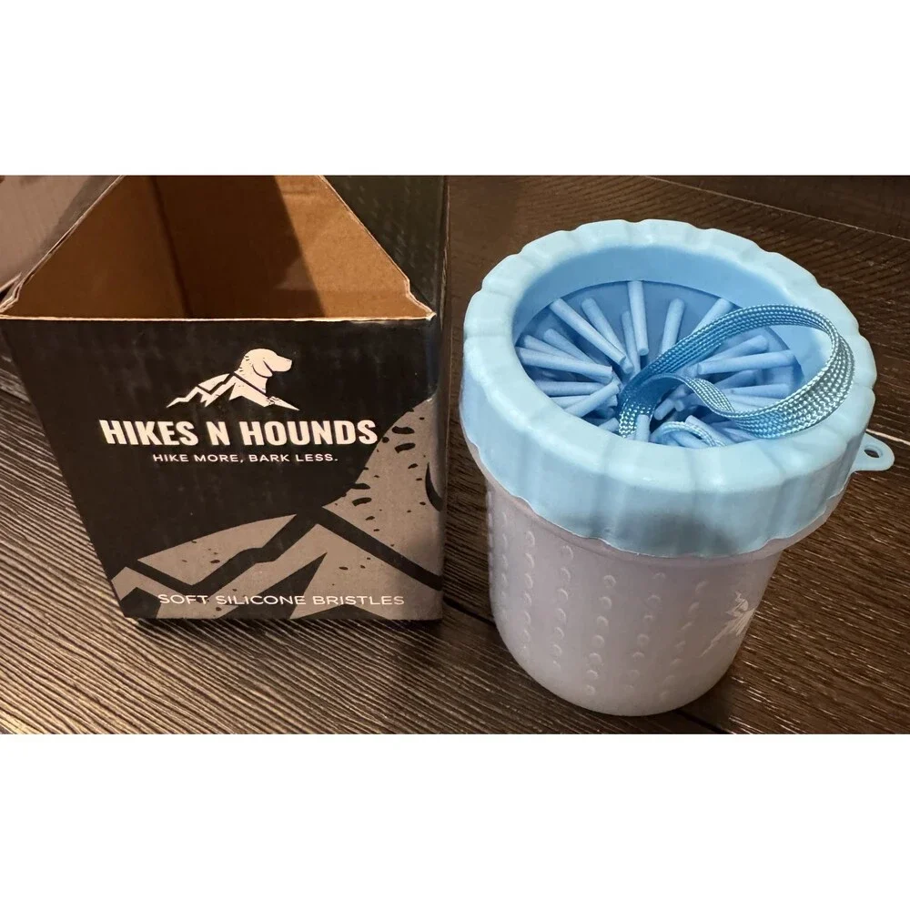 New Hikes & Hounds Light Blue Dog Paw Cleaner Silicone Small